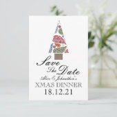 Snowflake Teardrops Tree Save the Date (Stehend Vorderseite)