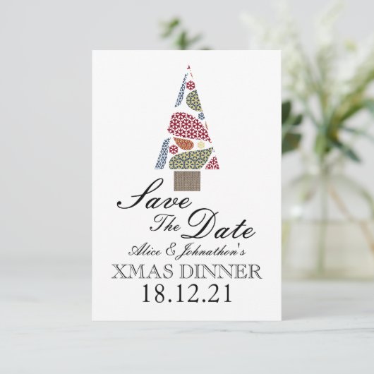 Snowflake Teardrops Tree Save the Date (Stehend Vorderseite)