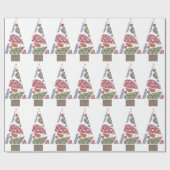Snowflake Teardrops Tree Weihnachtswrapping Paper Geschenkpapier (Flach)