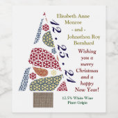 Snowflake Teardrops Treppenaufgang Weihnachtsweins Weinetikett (Einzelnes Label)