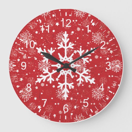 Snowflake Time Große Wanduhr (Vorderseite)
