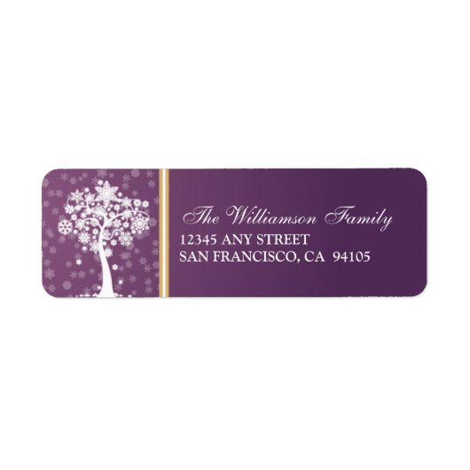 Snowflake Tree Holiday Address Labels (lila) (Vorne)