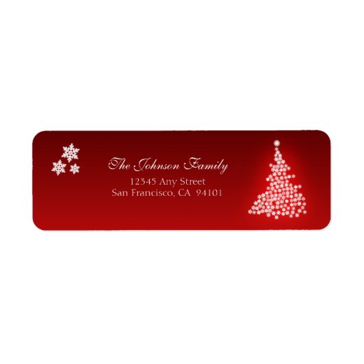Snowflake Tree Holiday Address Labels (rot) (Vorne)