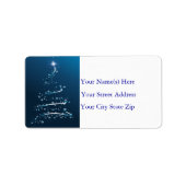 Snowflake Tree in Blue Address Label Adressaufkleber (Vorne)