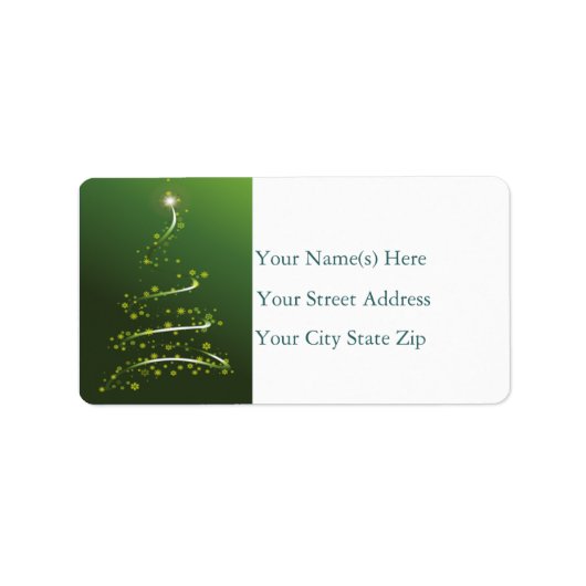 Snowflake Tree in Green Address Label Adressaufkleber (Vorne)
