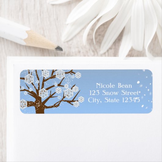 Snowflake Tree Winter Wonderland Address Labels (Insitu)