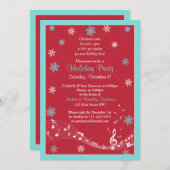 Snowflake Türkis Roter Weihnachtsfeiertag Einladung (Vorne/Hinten)