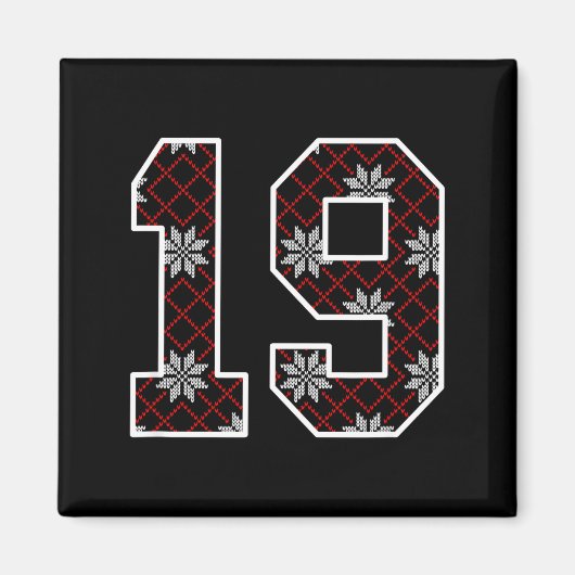Snowflake Ugly Christmas Number 19 Uniform #19 Jer Magnet (Vorne)