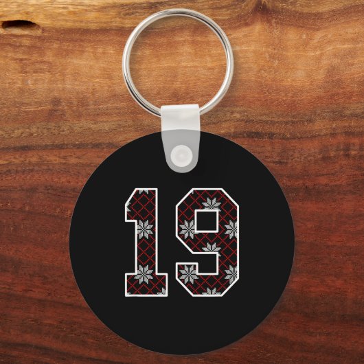 Snowflake Ugly Christmas Number 19 Uniform #19 Jer Schlüsselanhänger (Vorderseite)