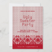 Snowflake Ugly Sweater Party Rotes Weihnachtsfest Einladung (Vorderseite)