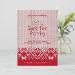 Snowflake Ugly Sweater Party Rotes Weihnachtsfest Einladung