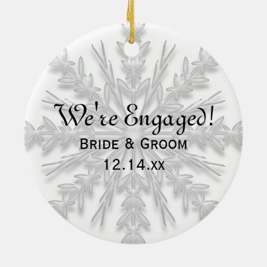 Snowflake Verlobung Foto Ornament (Hinten)