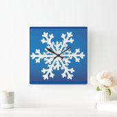 Snowflake Wall Clock Blau Quadratische Wanduhr (Zuhause)