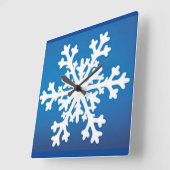 Snowflake Wall Clock Blau Quadratische Wanduhr (Winkel)