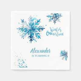 Snowflake Watercolor Blue Winter ONEderland Serviette