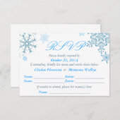 Snowflake Wedding RSVP Card (Malibu Silver) (Vorne/Hinten)