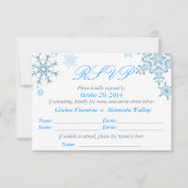 Snowflake Wedding RSVP Card (Malibu Silver) Karte (Vorderseite)