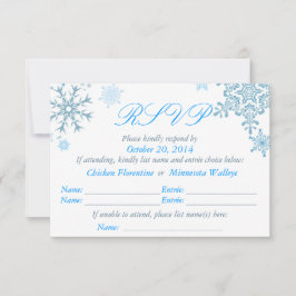 Snowflake Wedding RSVP Card (Malibu Silver) Karte