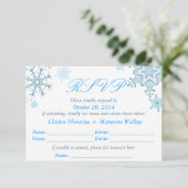 Snowflake Wedding RSVP Card (Malibu Silver) Karte (Stehend Vorderseite)