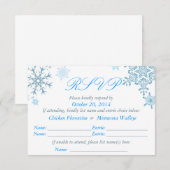 Snowflake Wedding RSVP Card (Malibu Silver) Karte (Vorne/Hinten)