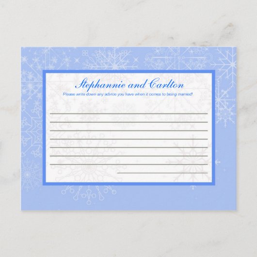 Snowflake Wedding Writable Advice Card Hinweiskarte (Vorderseite)
