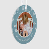 Snowflake Weihnachten 2 Foto Custom Ornament (Vorderseite)