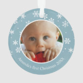 Snowflake Weihnachten 2 Foto Custom Ornament (Rückseite)