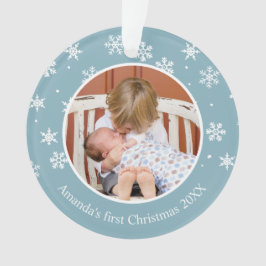 Snowflake Weihnachten 2 Foto Custom Ornament