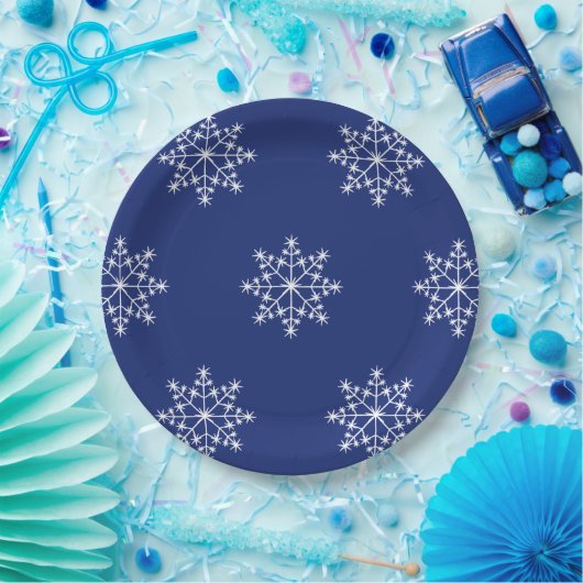 Snowflake Weihnachten Blue Design Weihnachten Weih Pappteller (Party)