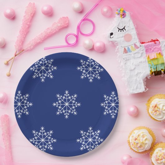 Snowflake Weihnachten Blue Design Weihnachten Weih Pappteller (Party)
