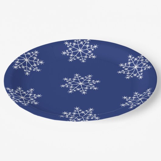 Snowflake Weihnachten Blue Design Weihnachten Weih Pappteller (Schrägansicht)