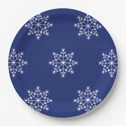 Snowflake Weihnachten Blue Design Weihnachten Weih Pappteller (Vorderseite)