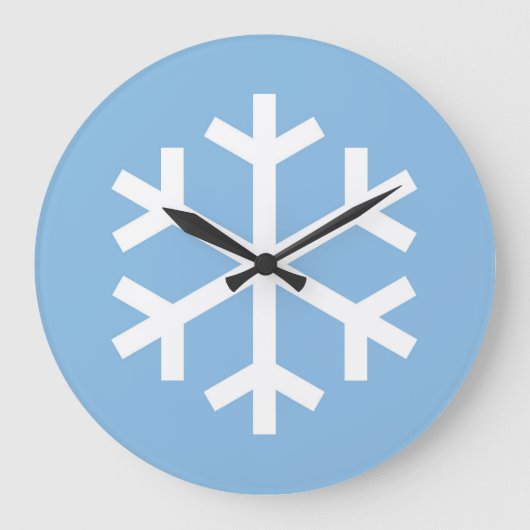 Snowflake Weihnachten Blue Large Clock Große Wanduhr (Vorderseite)