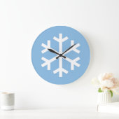 Snowflake Weihnachten Blue Large Clock Große Wanduhr (Zuhause)