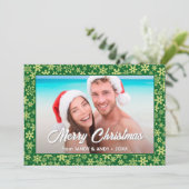 Snowflake Weihnachten Foto 2 Side Designs Grün (Stehend Vorderseite)