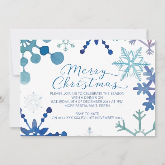 Snowflake Weihnachten-Party Einladungen (Vorderseite)