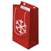 Snowflake Weihnachten Rote Geschenktasche Kleine Geschenktüte (Vorderseite Schrägansicht)