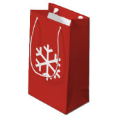 Snowflake Weihnachten Rote Geschenktasche Kleine Geschenktüte (Rückseite Schrägansicht)