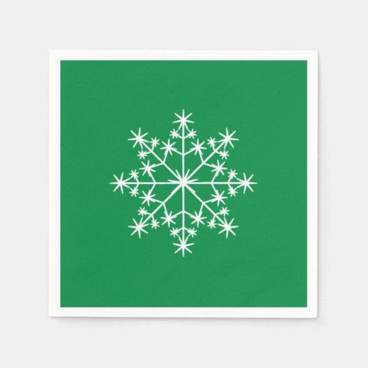 Snowflake Weihnachten Weihnachten Grüner Urlaub Serviette (Vorderseite)