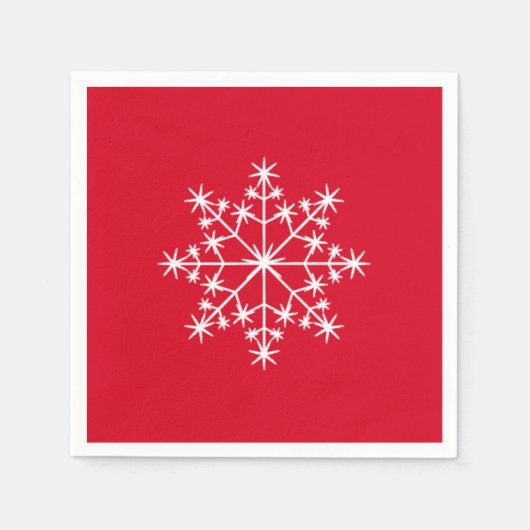 Snowflake Weihnachten Weihnachten Roter Urlaub Serviette (Vorderseite)