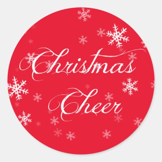 Snowflake Weihnachts-Cheer Red Envelope Runder Aufkleber (Vorderseite)