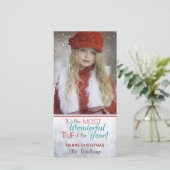 Snowflake Weihnachts Custom Foto Feiertagskarte (Stehend Vorderseite)