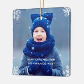 Snowflake Weihnachts-Foto Custom Keramikornament (Links)