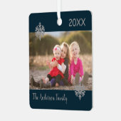 Snowflake Weihnachts-Foto Ornament Aus Metall (Vorderseite links)