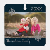 Snowflake Weihnachts-Foto Ornament Aus Metall (Rückseite)