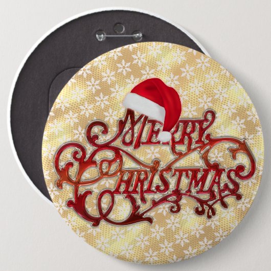 Snowflake Weihnachts-Hut Gold Button (Vorne & Hinten)