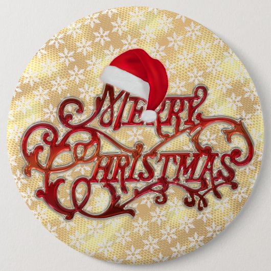 Snowflake Weihnachts-Hut Gold Button (Vorderseite)