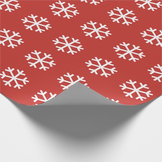 Snowflake Weihnachts Red Wrapping Paper Geschenkpapier (Ecke)