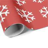 Snowflake Weihnachts Red Wrapping Paper Geschenkpapier (Rolleneckpunkt)