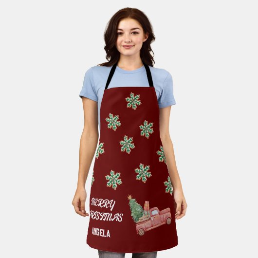 Snowflake Weihnachts-Schürze Schürze (Getragen)